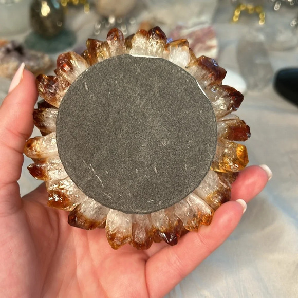 Natural Citrine Point Crystal Candle or Sphere Holder Brazil Statement Display - Picture 5 of 7